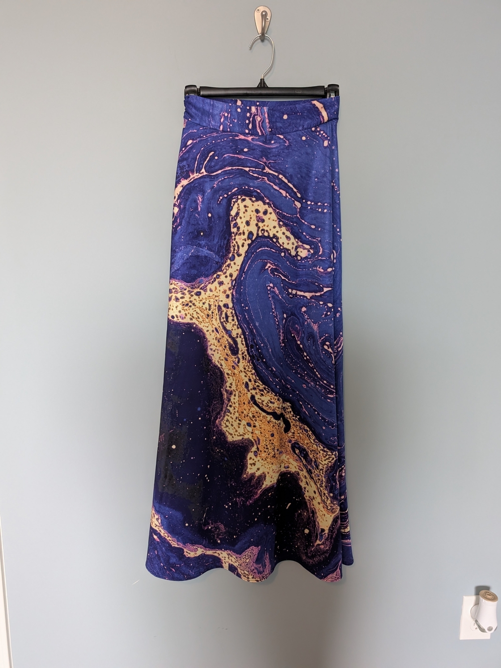Marble Swirl Maxi Skirt - Navy and Gold